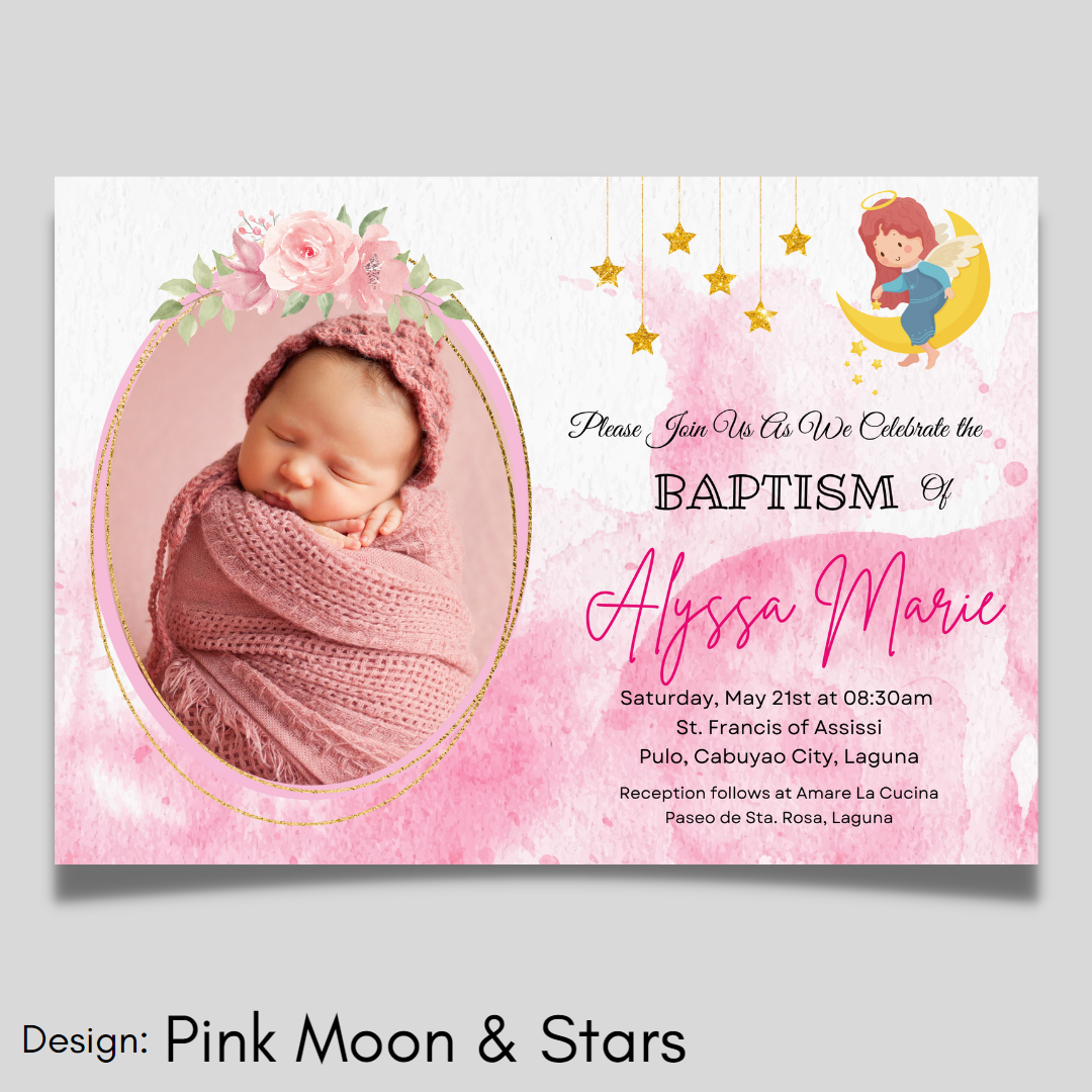 Christening Girl Invitation Card Set of 12 or 9 with Free White ...