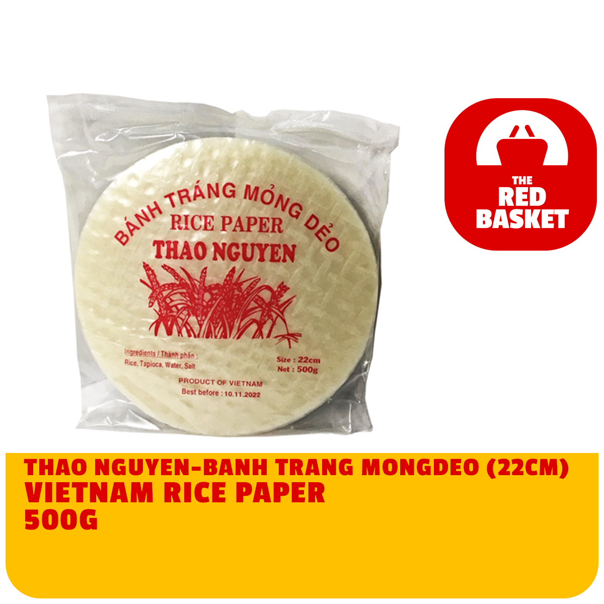 THAO NGUYEN – BANH TRANG (22CM) VIETNAMESE RICE PAPER 500G X 1PC