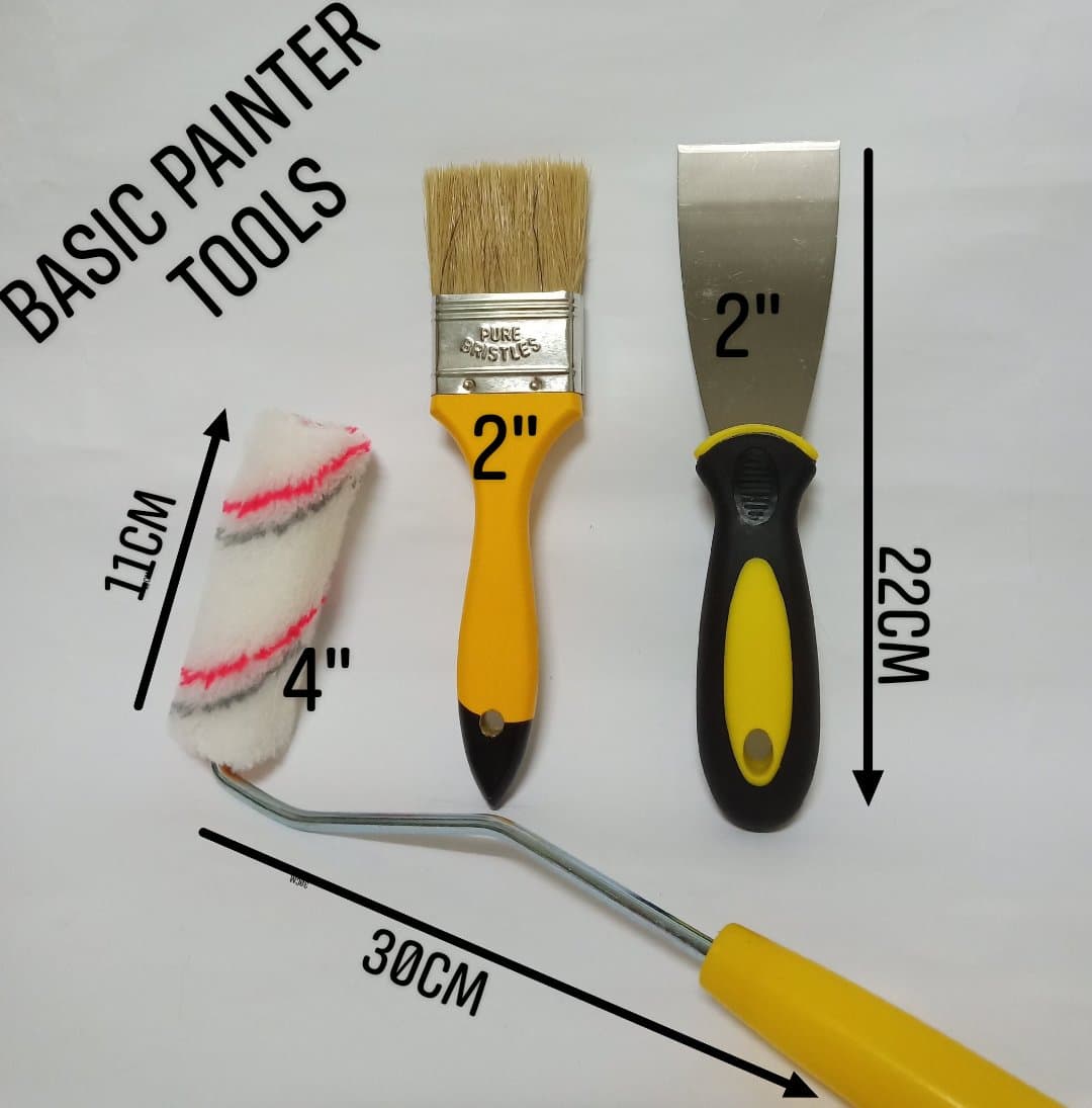 Set of 3 Paint Roller Brush DIY Basic Painter Tools for homes and