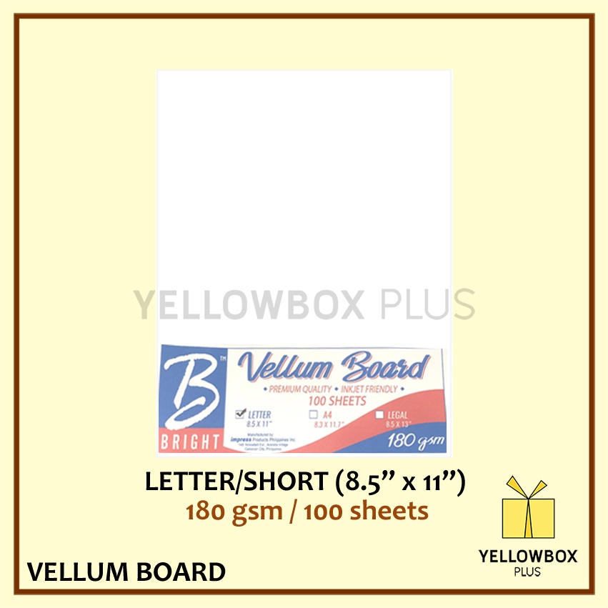 100pcs White Vellum Board Paper A4 letter Long Legal size 180 gsm 220 gsm Bright Vellum Board