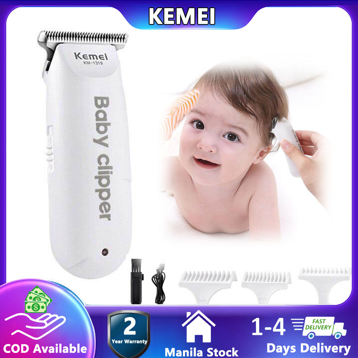 Kemei1319 Professional Electric Baby Hair Clipper Haircut Baby Hairdressing Machine Hair