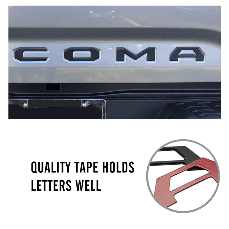 Tacoma Tailgate Letters 3D Raised Tailgate Letters For 2016-2021 Toyota Tacoma - Black & Red Emblem Inserts, Custom Fit Tundra Tailgate Letters - Foto 2