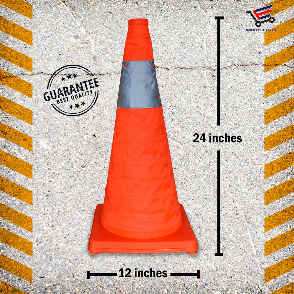 24 inches Traffic Cone Safety Cone Cloth Collapsible Cone Foldable Cone Portable w/ Reflector