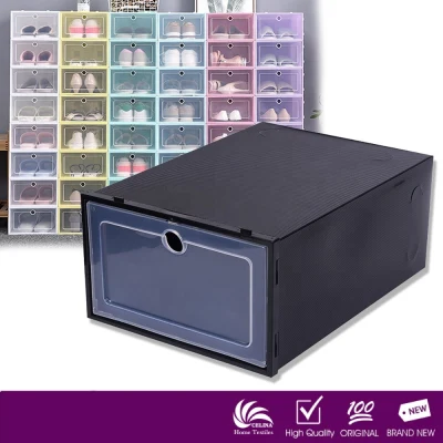HighQuality 1PC Stockable Transparent Shoe Box Multi Use Plastic Shoe Storage Box Organizer ( SB01- SB15)