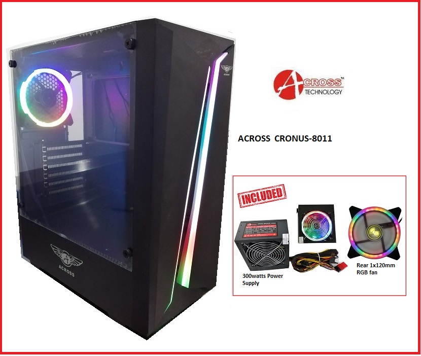 ACROSS CRONUS-8011 Tempered Glass Side & Front Panel With RGB Running Light  Gaming Case | Lazada PH