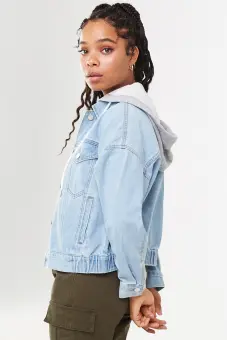 forever 21 hooded denim jacket