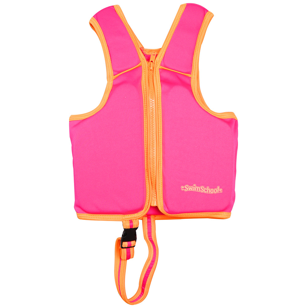 Megartico Summer Girls Swim Life Jackets with Zipper, Rose Red On