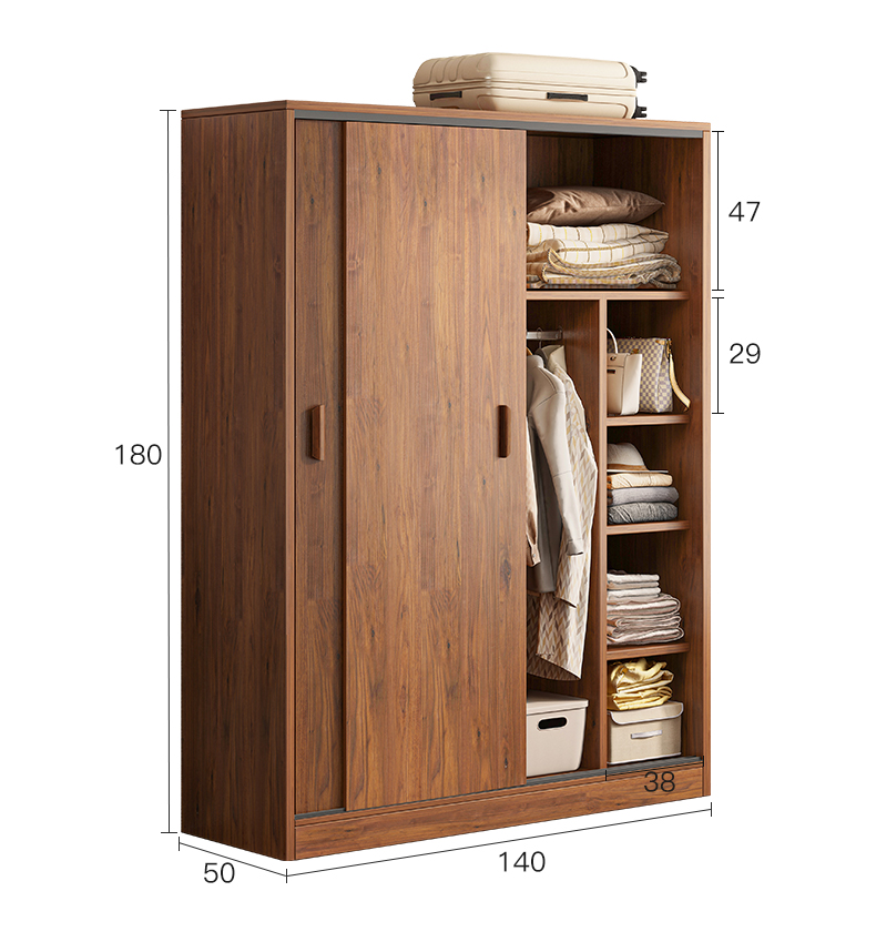 Nordic Luxury Sliding Door Wardrobe Wood Furniture Wardrobe