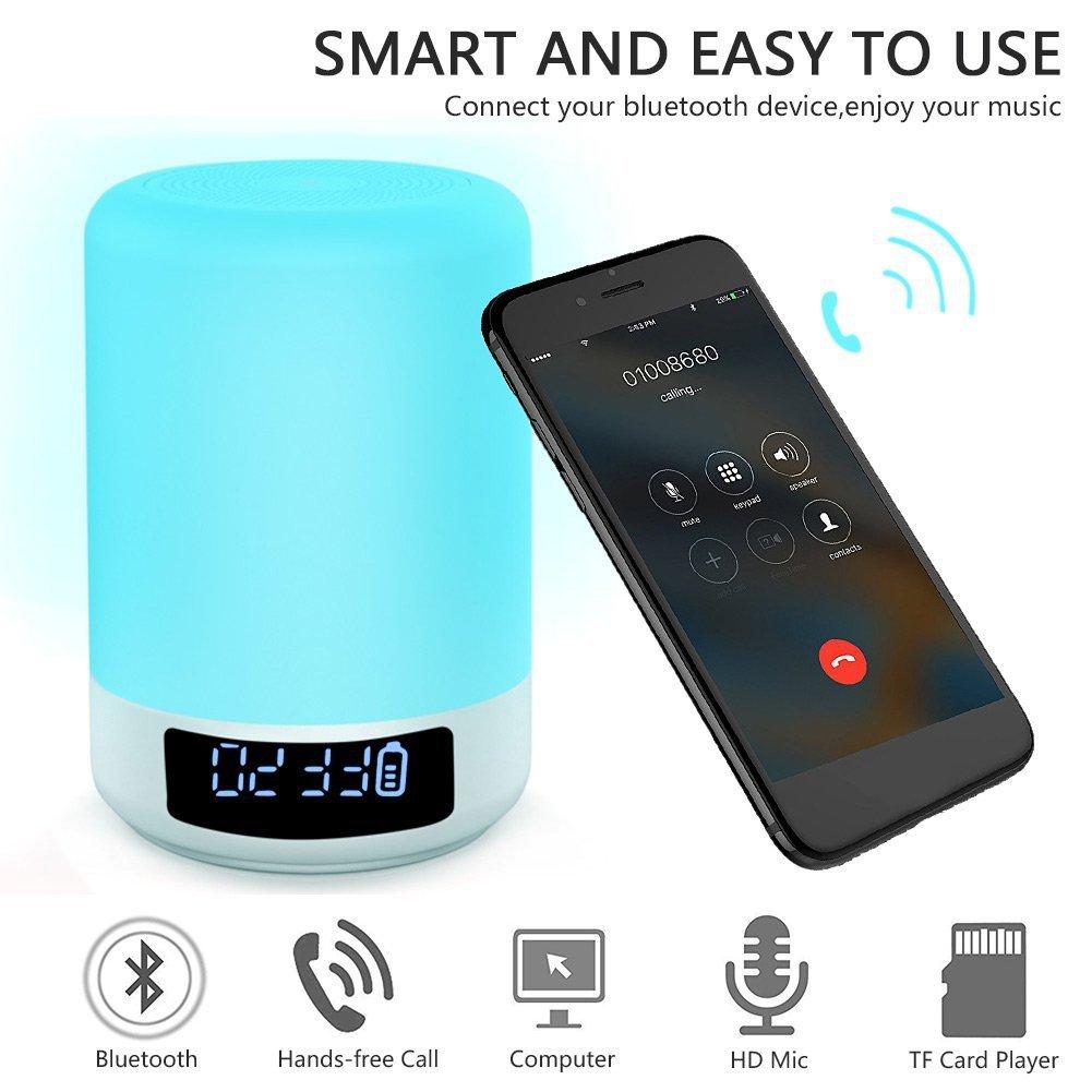 Bluetooth Speaker Lamp Color Changing Lamp Bedside Lamp Touch Control Lamp RGB & LED Kids Night Light Mode, Music Mood Light Table Lamp,TF Card Music Play, Sleep Mode