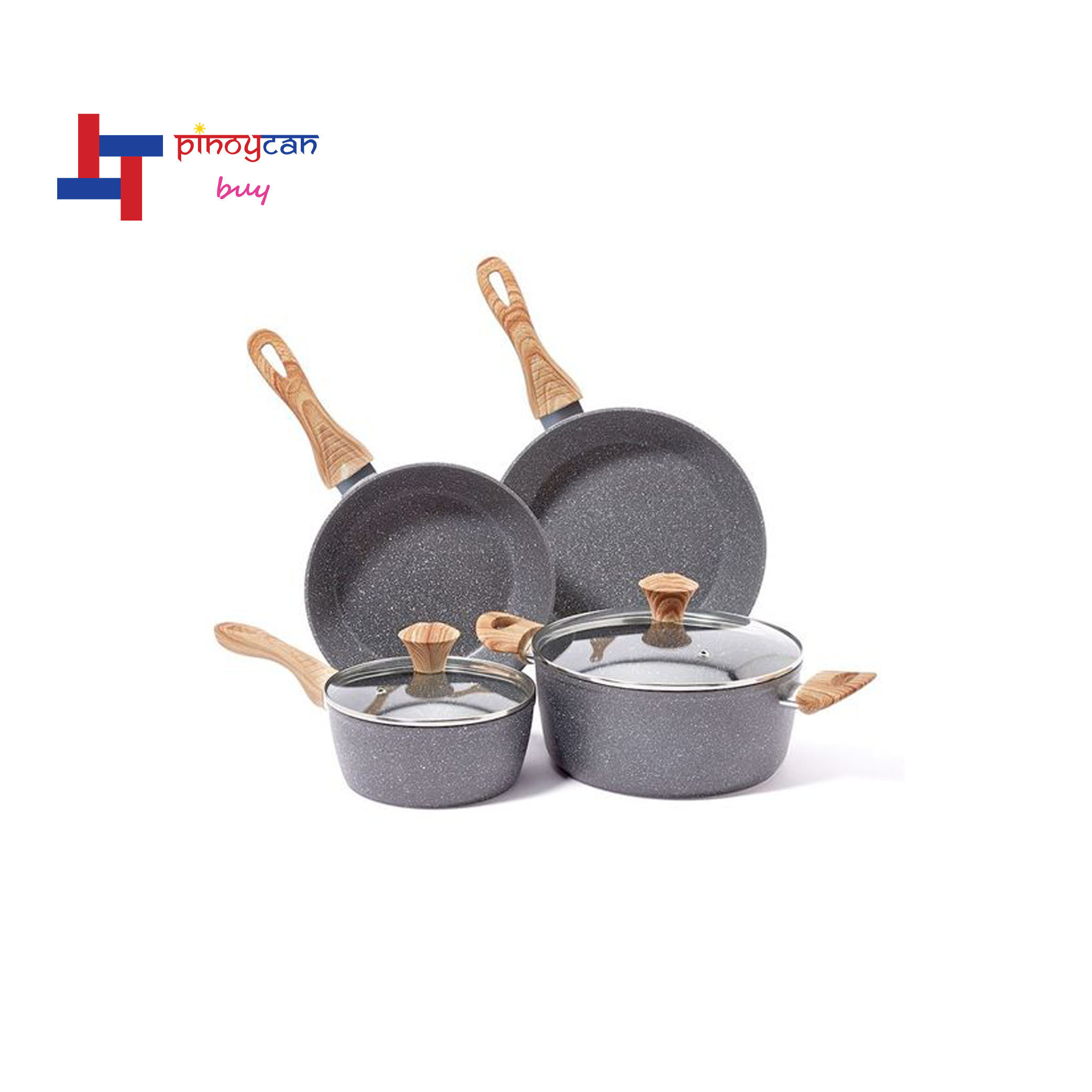 Noon East Premium Granite/Marble Coated Aluminium Cookware Set 6Pc