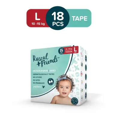 RASCAL + FRIENDS Tape Convenience Pack LARGE (10-15 kg) - 18 pcs x 1 (18 pcs) - Tape Diapers