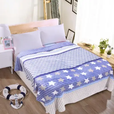 Anii Home New Star Design Soft Warm Solid Warm Micro Plush Fleece Blanket Throw Rug Sofa Bed BL05