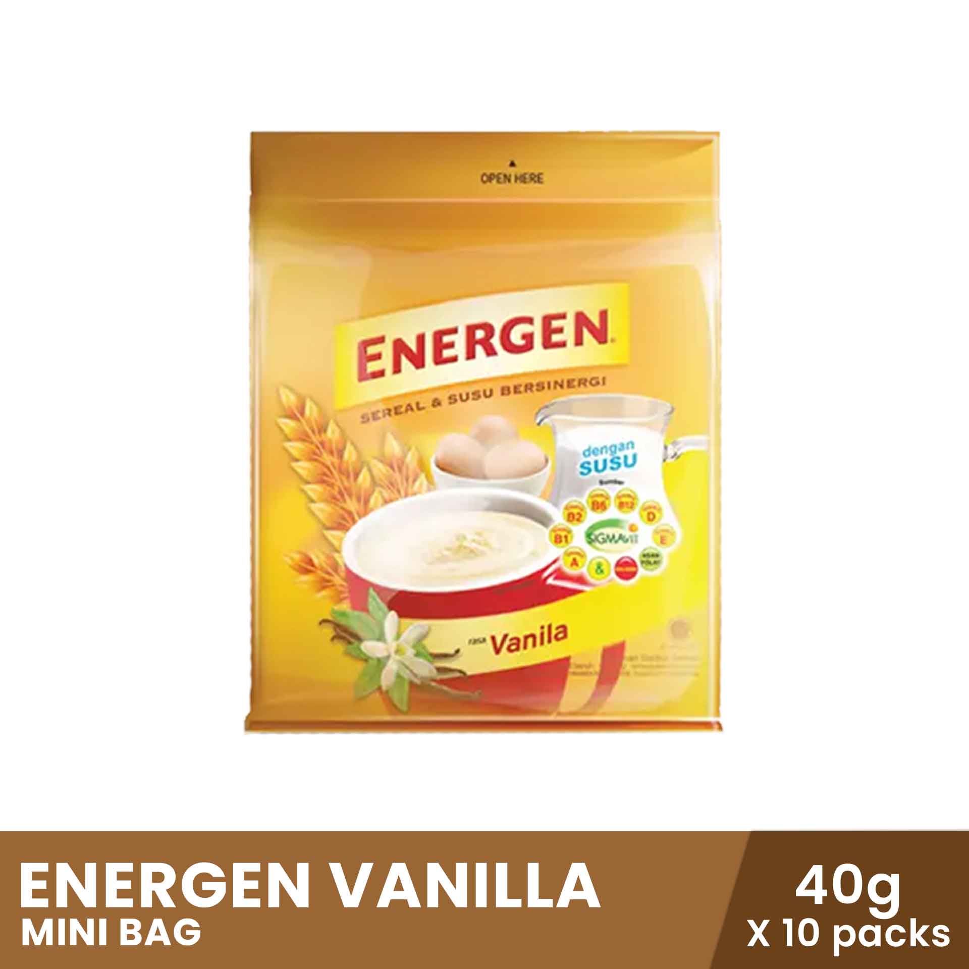 ENERGEN Vanilla Mini Bag (10 sachets x 40g), breakfast drink, breakfast ...