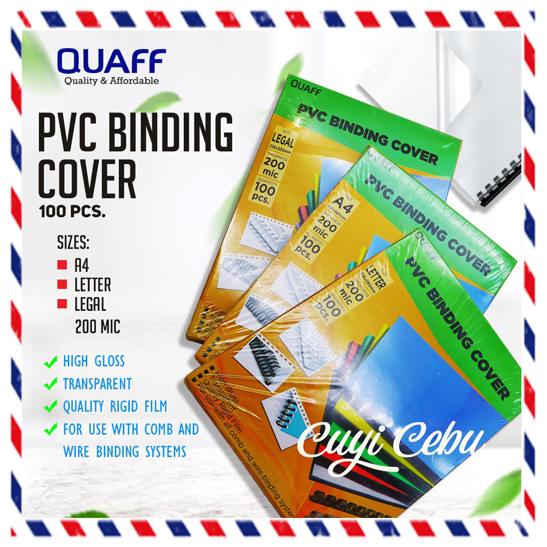 250micron PVC Binding Cover A4 Pack of 100 Clear 
