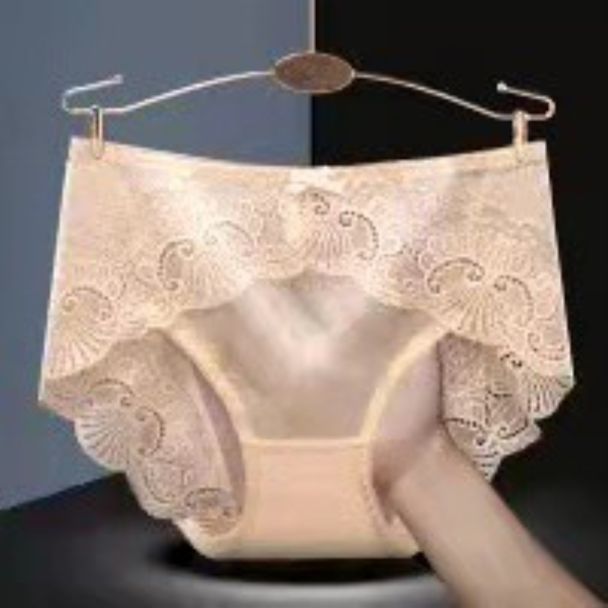 OSQ Sexy Women Underwear Comfortable Ice Silk Lace Cotton Panty