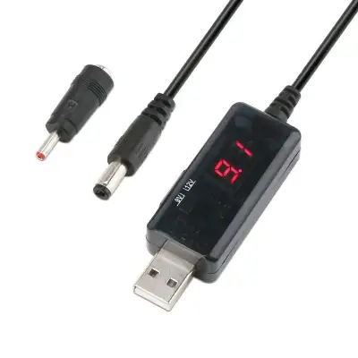 USB Boost Cable 5V Step Up to 9V 12V Adjustable Voltage Converter 1A Step-up Volt Transformer DC Power Regulator with Switch and LED Voltmeter Display
