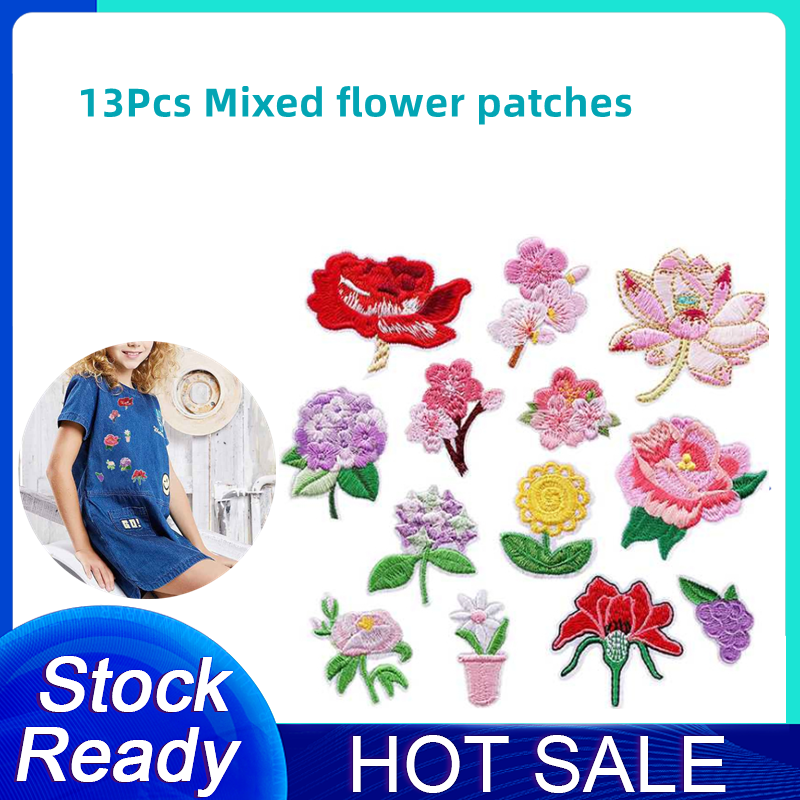 Iron on Patches Flower Appliques Stickers, Flower Basket Embroidery  Decorative Patches Applique Sew on Patches