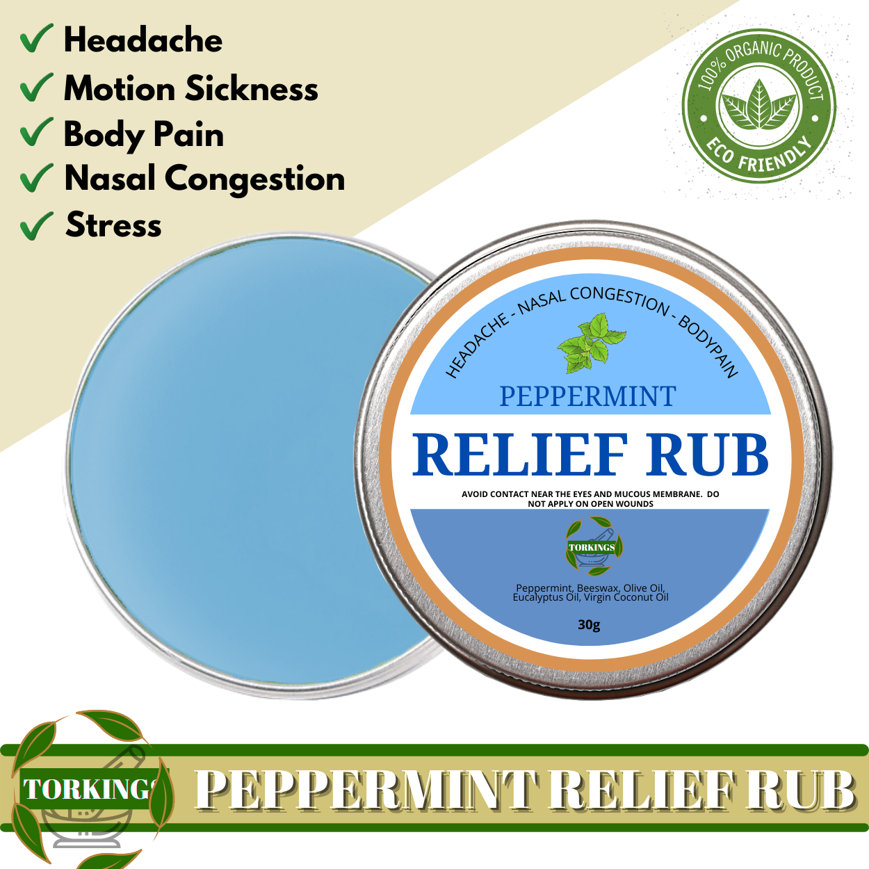 [ PEPPERMINT MINT BALM ] Torkings Peppermint Relief Balm for Energy
