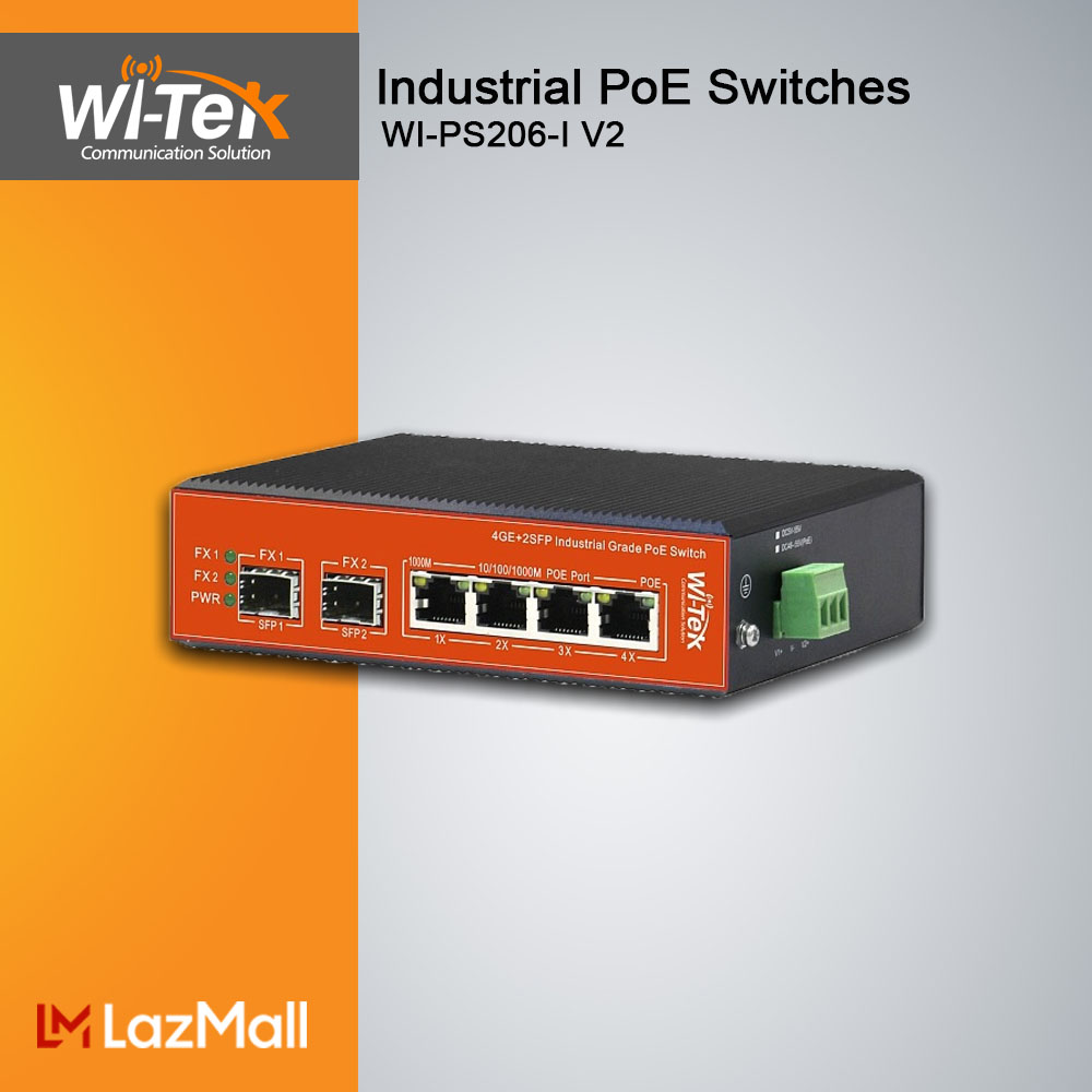 WiTek WIPS206I V2 Industrial PoE Switches 4FE+2FE Ports 48V Industrial PoE Switch with 4