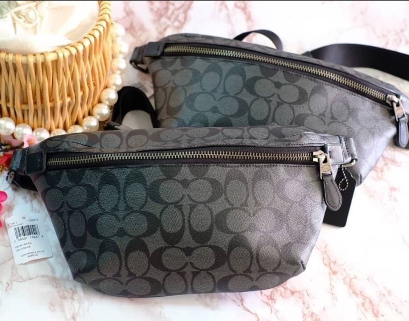 Original Coach Grade Belt Bag In Signature Canvas And Refined Calf