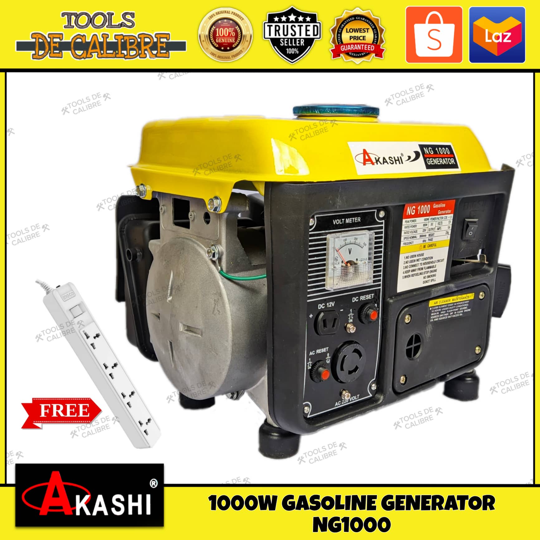 AKASHI 1000W Gasoline Generator NG1000 w/ FREE EXTENSION SOCKET Lazada PH