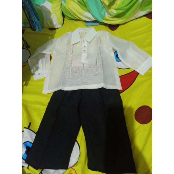 Barong Tagalog Terno Black Pants setfor kids and adult Lazada PH