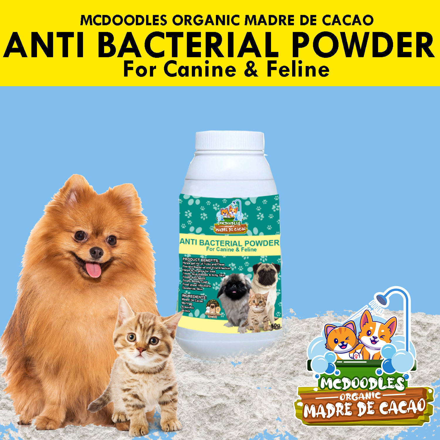 Anti Bacterial Pet Powder Dry Shampoo for Cat Dog Lazada PH