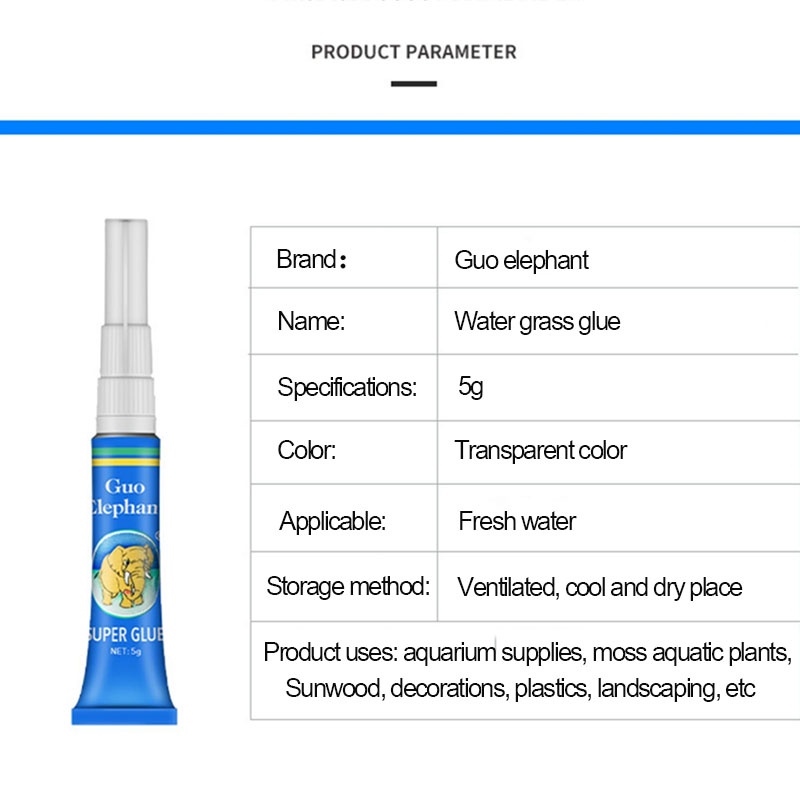Aquarium Glue 5g for Aquascape Plants Stones Woods Fish Tank Cyanoacrylate Adhesive Superglue