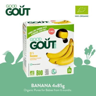 GOOD GOUT Banana 4x85g Organic Fruit Puree for Babies 6 months+ and Young Children