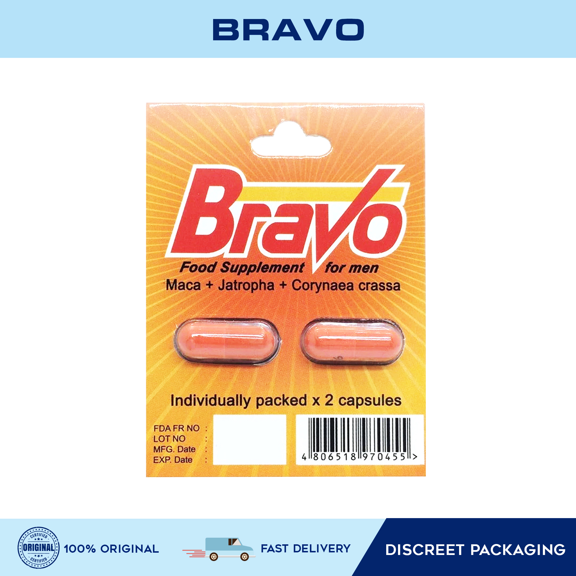 Bravo Food Supplement for Men (Discreet Packaging) 2 Capsules Lazada PH