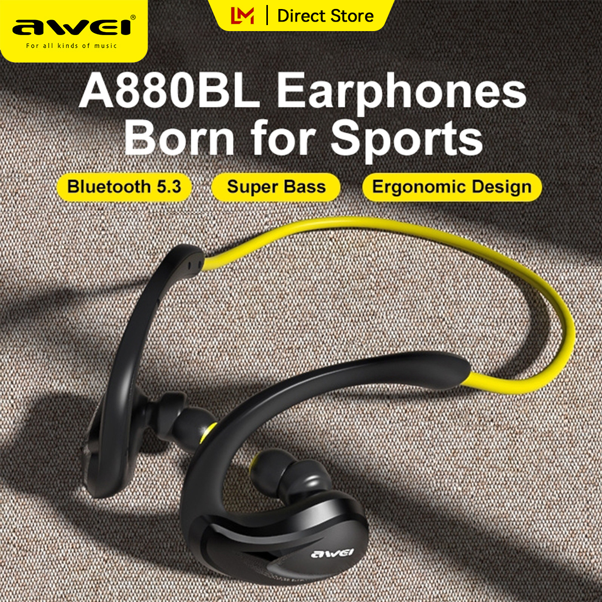 Awei A880BL Neckband In-Ear Earbuds Wireless Bluetooth Earphone