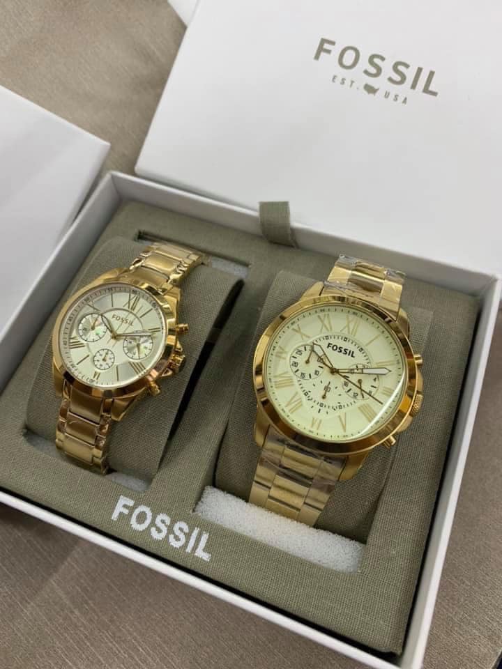 Fossil watch Couple pawnable watch Two Tone with box and paper bag | Lazada  PH