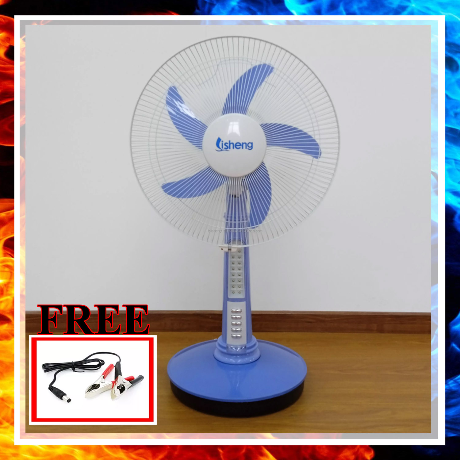 Desk Fan With LED Lights 12V DC Table Fan / 12 Volts Solar Fan / 16