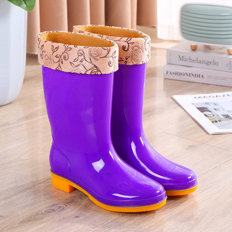 Middle Tube Fashion Waterproof Shoes Rain Shoes Rainboots Womens Summer Adult High Tube Rubber 4691