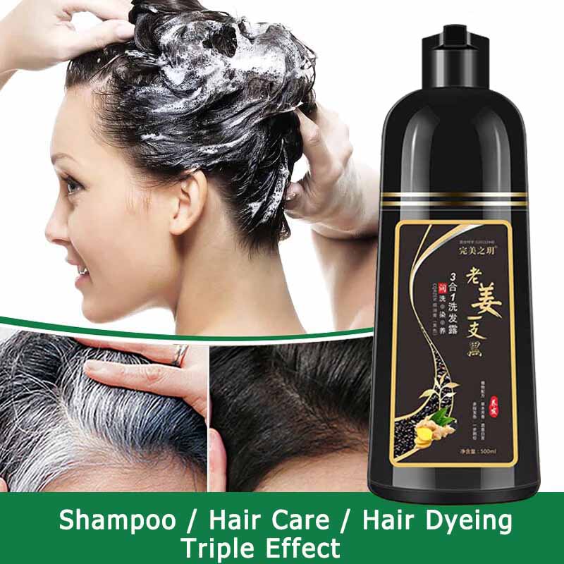 Hair Dye Shampoo 500ML Original White Turn Black Color Shampoo Hair