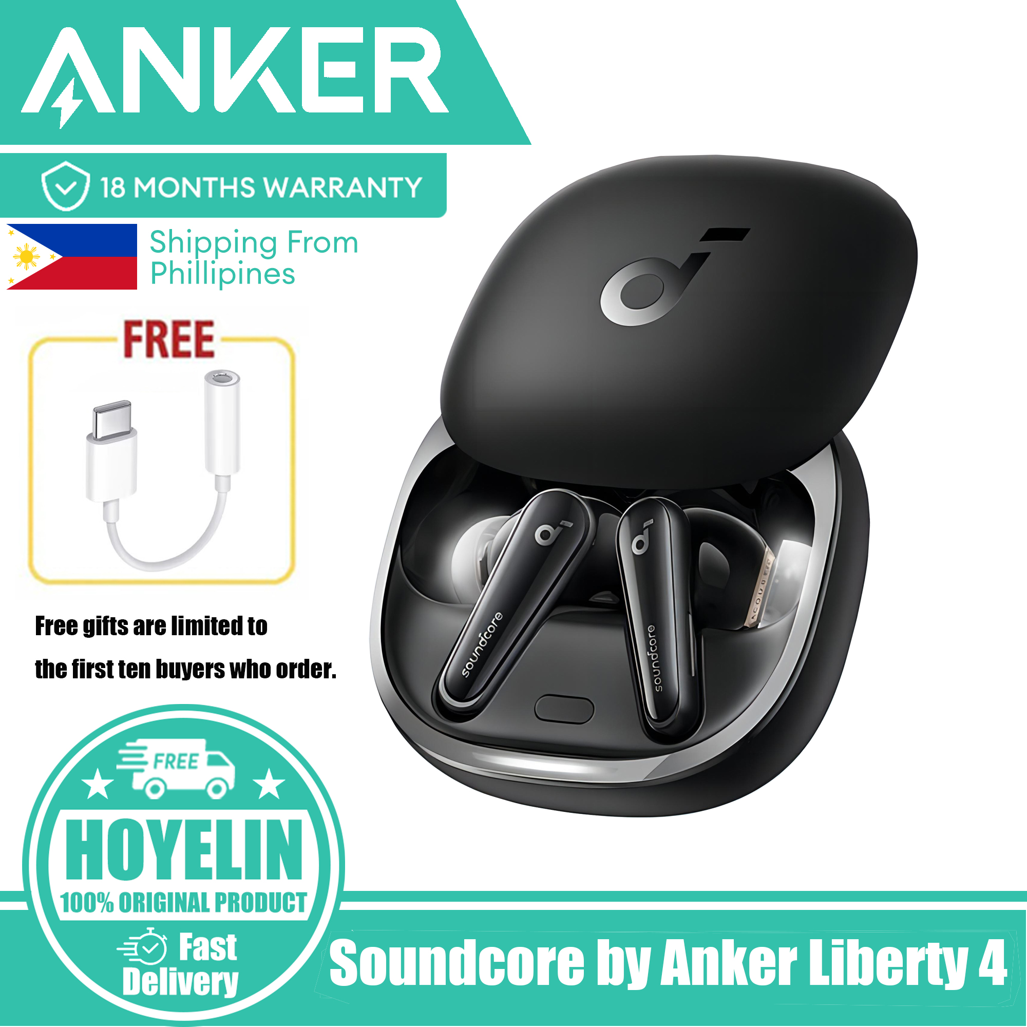 Soundcore by Anker Liberty 4, Noise Cancelling Earbuds, True Wireless  Earbuds with ACAA 3.0, Dual Dynamic Drivers for Hi-Res Premium Sound,  Spatial
