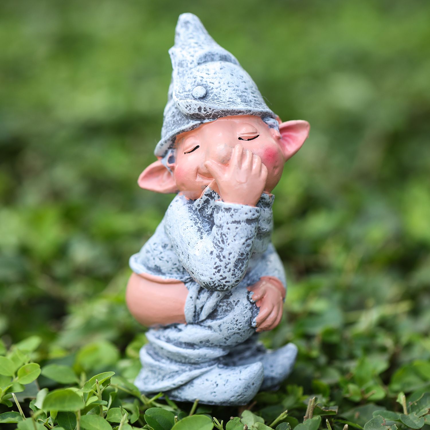 Baijinyu Funny Gnome Elf Statue,Grey Garden Miniature Gag Dwarf Pooping  Peeing Elf Figurines for Lawn Landscape Yard Garden Tree Decoration