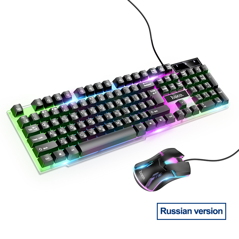 HOCO LED Gaming Keyboard Rainbow Backlight EN RU Version 104key USB ...