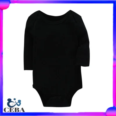 CEBA Baby Onesies Long sleeve Bodysuit Romper Newborn Clothes Infant Plain Black