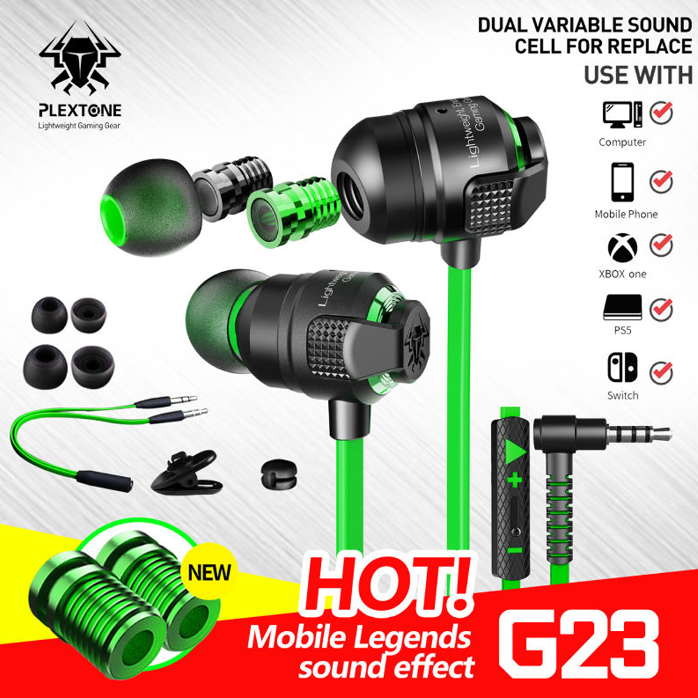 Plextone G23 Adjustable Dual Variable Sound Gaming Earphone