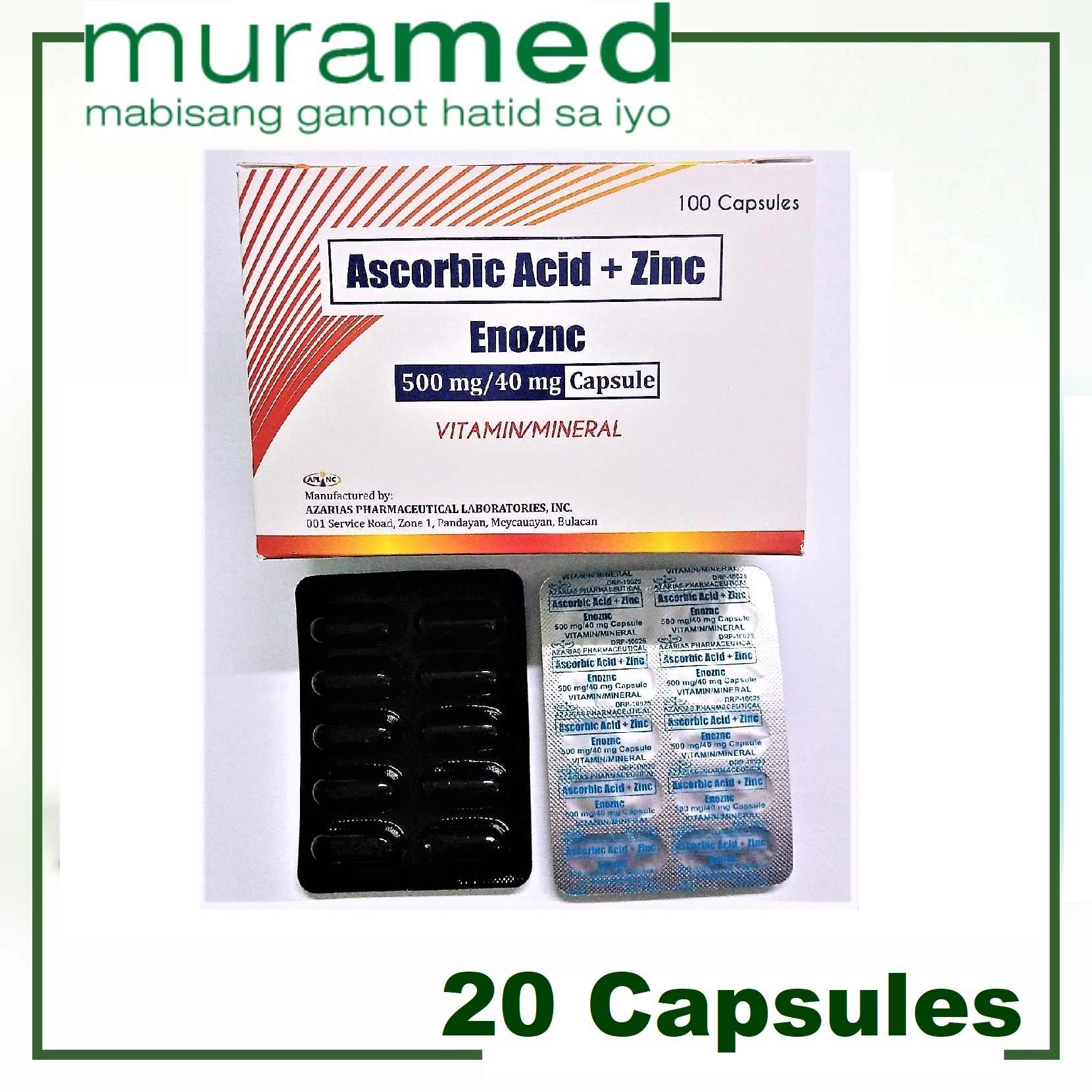 Vit C as Sodium ascorbate + Zinc (Enoznc) Capsule 20's Lazada PH