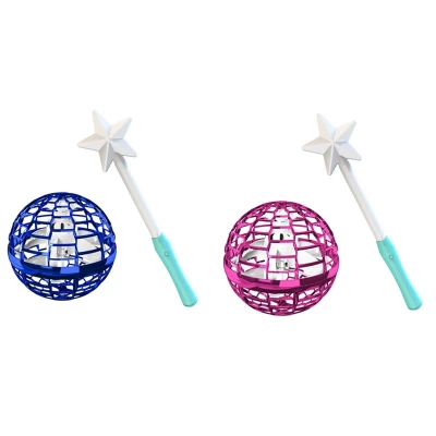 2 Set FlyNova Pro Flying Toys UFO Drone Flying Toy Hand Controlled Mini Free Flight Paths Creative, Pink & Blue
