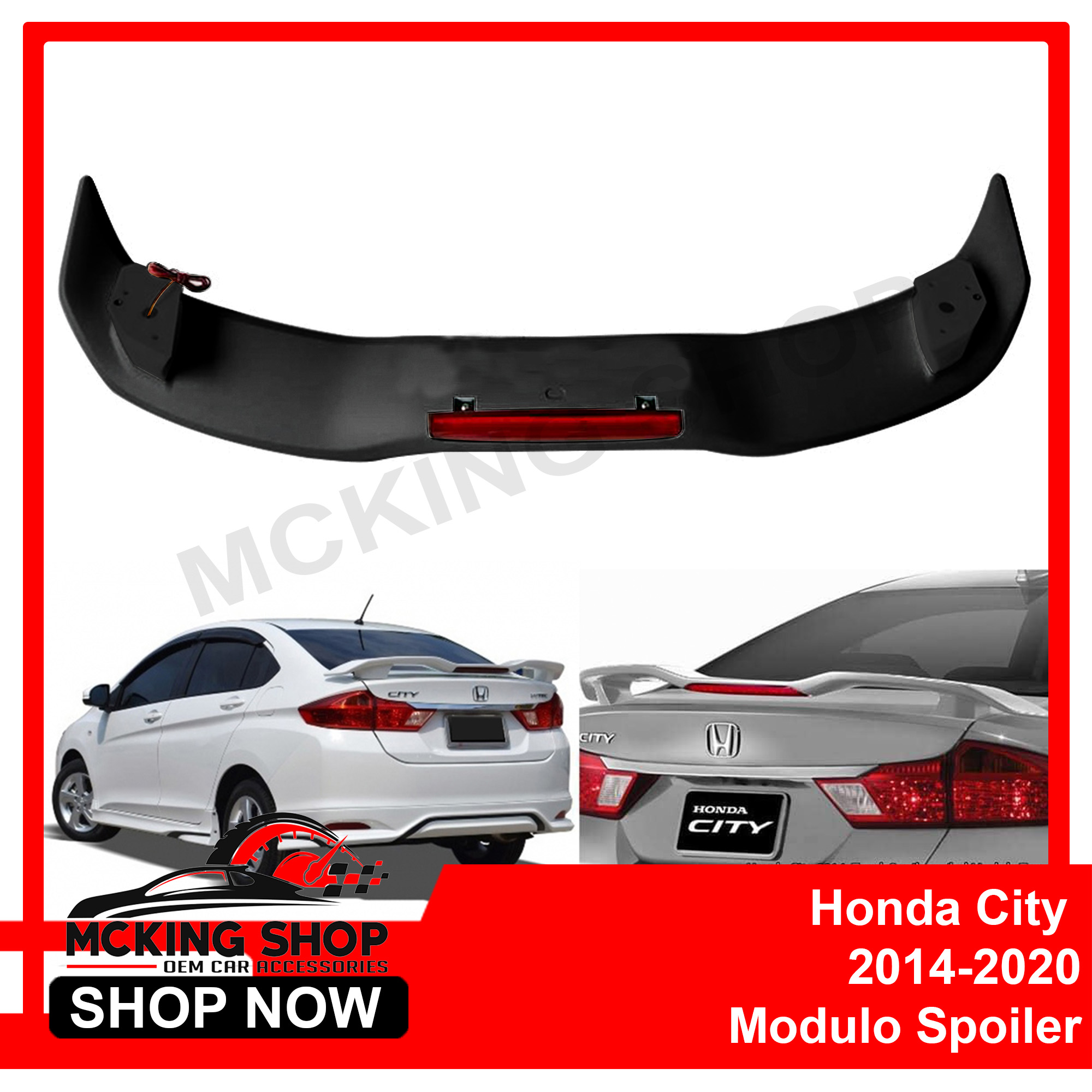 Honda City 2014-2020 Rear Trunk Spoiler W  Brake Light (matte Black 