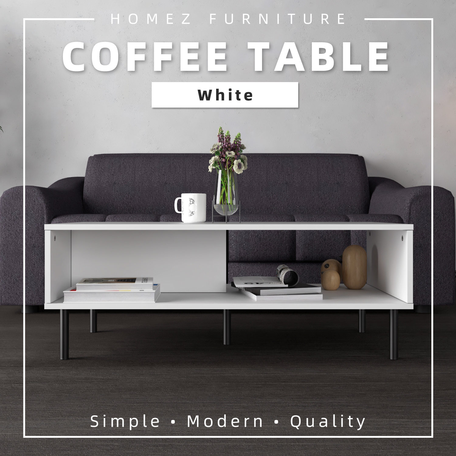 Homez 3.5Ft Coffee Table Living Room Side Table Bedroom Modern Design