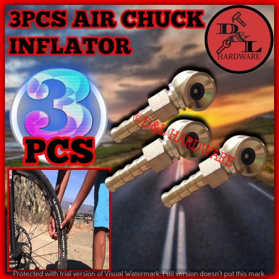 D3218 3PCS Air Chuck Tire Inflator Closed End Hose Barb Fittings