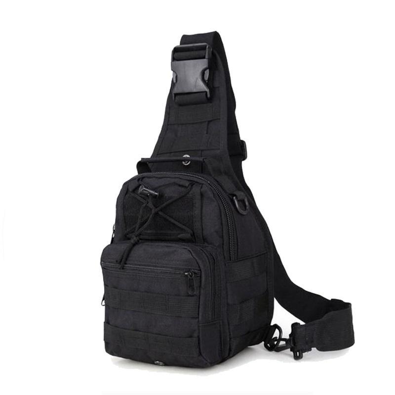 600D Military Army Tactical Backpack Shoulder Camping Outdoor Bag Chest Bag Military Sports Bag Fishing Bag Leisure Bag (Black)