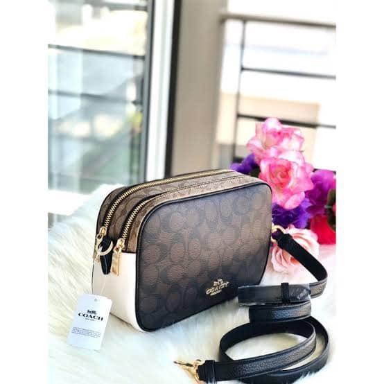 Coach Jes Crossbody Sling Double Zipper Black Leather from USA 🇺🇸,  Luxury, Bags & Wallets on Carousell