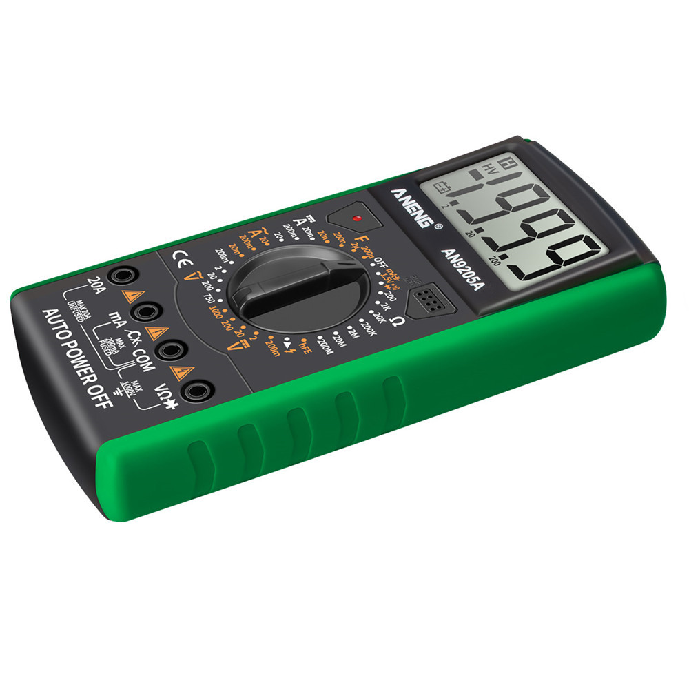 ANENG AN9205A Digital Multimeter 3 1/2 LCD Display 1999 Count Manual Range Meter AC DC Resistance Capacitance Transistor Tester Ammeter with Backlight NCV Test Meter