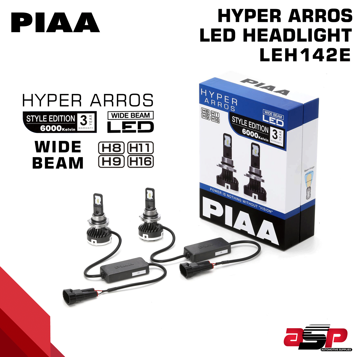 PIAA Hyper Arros LED Headlight Bulb H8/H9/H11/H16 6000K LEH142E | Lazada PH
