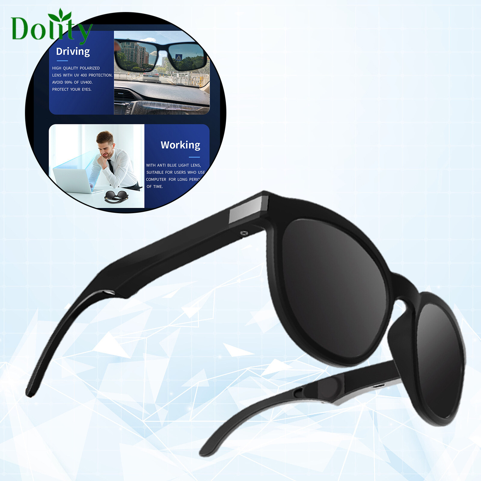 Dolity G4 Smart Glasses Wireless Bluetooth Sunglasses Bone Conduction